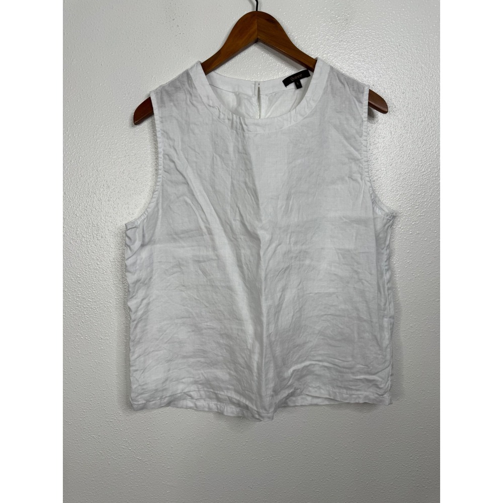Quince 100% European Linen Tank in White Size Large